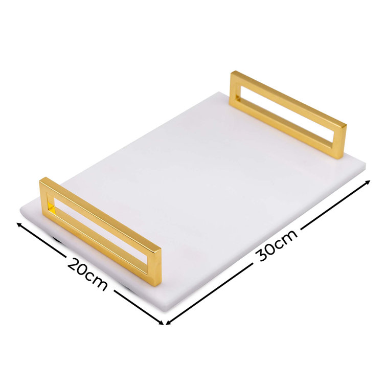 Canora Grey Vargo Marble Vanity Tray with Gold Handles Wayfair.co.uk